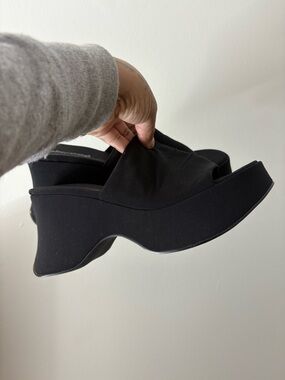 Jeffrey Campbell Black Platform Slide Mules